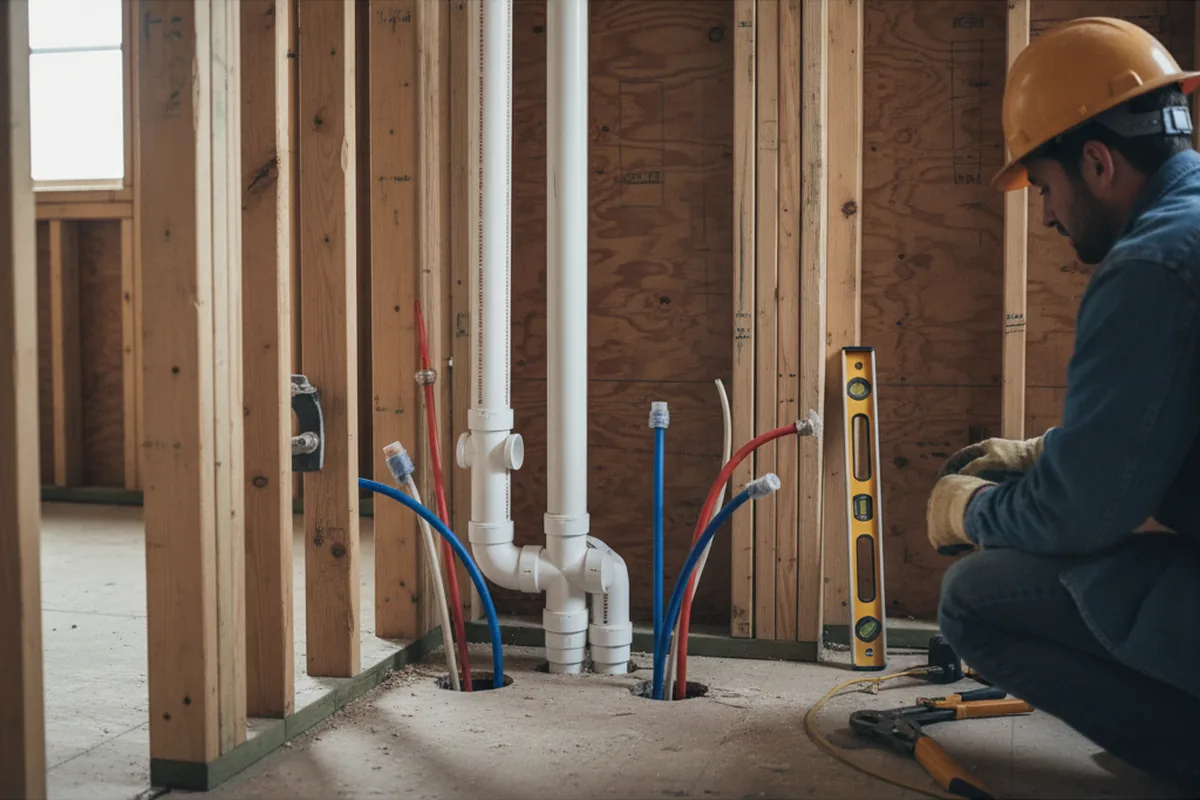Drain and supply rough-in during Drain Cleaning in South Houston